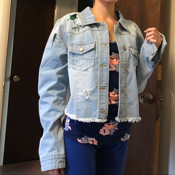 hand embroidered jean jacket - Picture 3 of 6